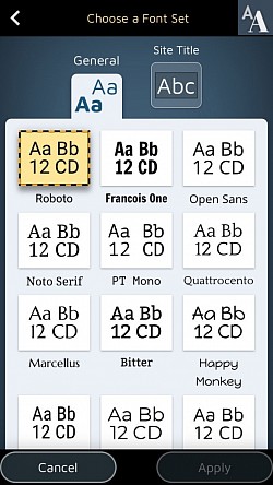 Select among 18 Google fonts wich one will be used for your texts