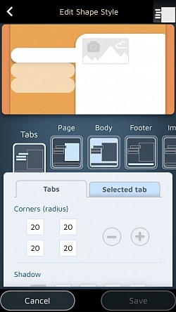 Design the shapes of your tabs and pages.